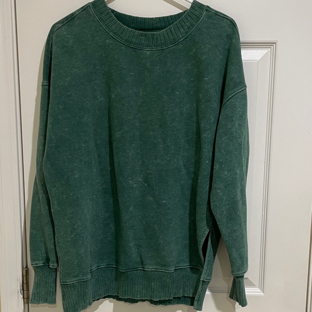 SO x-small oversized Green sweatshirt tunic fleece lined